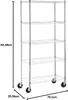 Storage Bottles 5-Shelf Medium Adjustable Heavy Duty Shelving Unit On 4'' Wheel Casters Metal Organizer Wire Rack