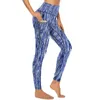 Women's Leggings Blue Tie Dye Sexy Hippy Print Workout Yoga Pants High Waist Stretch Sports Tights With Pockets Kawaii Graphic Leggins