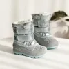 New winter men and women children's thick plush warm non-slip waterproof wading snow boots cotton shoes Q240305