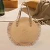 Вечерние сумки Круглая соломенная сумка ручной работы Boho Tote на плечо для отпуска Летний пляж