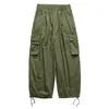 Pantalon Cargo multi-poches pour hommes, décontracté, couleur unie, droit, Baggy, jambes larges, court, longueur cheville, 240228