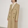 Jacken Echtes Schaffell Mantel Frauen Herbst Neue Pendeln Stil Spitze Revers Zweireiher Khaki Lange Leder Jacke Manteau Femme Hiver