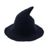 Stikte rand hoeden ly dames Halloween Party Women Fashion Witch Hat Casual Solid Color Wide Knusted204V