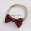 Hårtillbehör Plaid Tygbågar Huvudband för barnflickor Född Baby Nylon Elastic Band Headwear Drop Delivery DH2NB