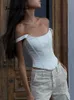 Jacqueline White Backless Bandage Corset Topps Women Sexig fyrkantig hals Satin Bustier Tank Crop Top Elegant Party Y2K kläder 240229