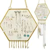 Smyckespåsar utsökta inre prydnadsmetallform örhängehållare väggmonterad hängande med krokar för dingle