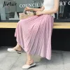 ドレスジールールシフォン夏のプリーツスカート女性ハイウエストレトロスカートレディレディーエラスティックウエストシンプルなルーズブラックスカートSXL韓国