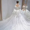 Exquisite A Line Wedding Dress With Veil For Princess Sweetheart Bateau Beads Applique Sequins Bridal Gown Sweep Train Vestido De Novia Custom Size