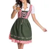 Kleid Frauen 3pc Kostüm Set Bayerisches Oktoberfest Kleid Schürze Set Seidenband Karneval Taverne Dirne Kellnerin Weibliche Cosplay Kleid