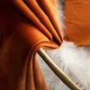 Curtain Nordic Simple Solid Color Window Curtains Luxury Orange Velvet For Bedroom And Living Room