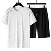 Herrspårar Summer Running Set Mens Casual Sports Set T-shirt och shorts Snabbtorkning av två delar Set Breattable Sports Set J240305