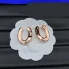 Women Girl Elegant Classic Gold Silver Plated Letter Flower Hoop Earrings Luxury Brand Designer Stainless Steel Ear Stud Party Jewelry Fashion Accessories Gifts