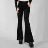 Capris 2023 primavera mulheres de cintura alta preto perna calças goth feminino veludo listra magro streetwear escuro gótico vintage elasticidade