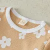Комбинезоны Suefunskry для маленьких девочек, весенне-осенняя одежда из 2 предметов, комбинезон с длинными рукавами и цветочным принтом, рюшами и повязкой на голову, комплект одежды для младенцев 0-18 месяцев