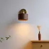 Wall Lamp IWHD Modern Walnut Wooden LED Wall Light Fixtures Adjustable Up Down Bedroom Stair Beside Lamp Nordic Copper Wandlamp Luminaira