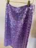 Skirt Korea Dongdaemun 2023 New Sequin Skirt Women's Beaded Fish Scale Purple Gilded Fantasy Fairy Evangelical Midi Skirts for Women