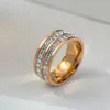 Oryginalny projektant logo graweruj pierścień Diamond Love Pierścień 18k złota srebrna róża 750 Pierścionki ze stali nierdzewnej Kobiety mężczyzn miłośnicy biżuterii ślubnej Prezent Big USA Rozmiar 6 7 8 9 10 OK