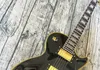 Chitarra elettrica personalizzata, logo giallo e bordi del corpo, accessori dorati, in stock, spedizione gratuita