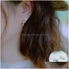 Stud Earrings 925 Sterling Sier Pearl Bowknot For Women Girl Cute Smooth Vintage Design Jewelry Birthday Gift Drop Drop Delivery Dhcqf