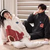 ملابس نوم للرجال Pijama Flannel Man Pajama Coral Fleece Winter Long Long Pajamas الكورية للأزواج والمرأة Pijamas Para Parejas