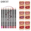 Qi 12 färger högkvalitativa läppfoder blyerts långvarig smink lipliner set charmig läppfoder con lipstick kosmetics 240305