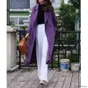 Trench viola moda donna abiti soprabito lungo blazer di lana cashmere casual spesso caldo abito da ballo giacca su misura streetwear