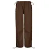 Capris A Vita Bassa Pantaloni Cargo Beige Ragazze Paracadute Marrone Y2K Hippie Pantaloni Larghi Pantaloni Sportivi Femminili Pantaloni da Pista Regolabili Donna Coreana