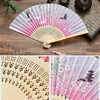 Kinesisk retrostil Silk Folding Fan Japanese Pattern Art and Craft Gift Home Decoration Party Dance Hand Fan Gift 240305