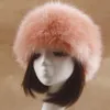 ビーニースカルキャップ冬の女性ファッションロシアの太い暖かいビーニーふわふわした偽のフェイクファーハット空のトップヘッドスカーフ2311