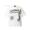 Saint Michael Vintage T-shirt imprimé complet marque américaine à la mode hommes et femmes pur coton manches courtes U60g