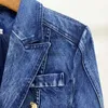 Kurtki damskie Blazer Women Designer Metalowe guziki piersi dżinsowa płaszcz zewnętrzny płaszcz kieszankowy kieszonkowy garnitur W027 240305