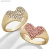 Band Rings Gold Color Micro Pave White Red CZ Ziria Heart Engagement Ring For R Valentines Gift Tren Women Jewelry L240305