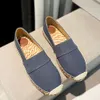 Designer Denim Blue Sneaker Espadrilles Loafers Flat Casual Shoes Leather Women Sandals Round Toe Summer Outdoor Shoe With Box 530