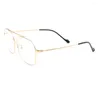 Güneş Gözlüğü Çerçeveleri Erkekler 80'in Retro Optik Metal Gözlükleri Kare Gözlükler Vintage Reçete Gözlük Çift Köprü Altın