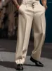Mäns kostymer Oldyanup Casual Suit Pants For Men 2024 Spring flera knappar Mid midja Fashion Straight Trousers Business Comfort Loose Pant