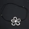 Collier ras du cou avec pendentif en forme de fleur creuse, 2 pièces, longue corde nouée, bijoux, cravate de cou, chaîne de clavicule