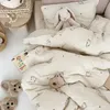 Baby Boys Girls Bedding Set Bunny Bear Muslin Cotton Toddler Crib Bedding Kit Däcke Cover Sheet Pillow Case Without Filler 240229