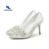 Pumps White High Heel Pointed Stiletto Rhinestone Satin Lace Women's Shoes Dress Banquet Shoes Bridesmaid Wedding Shoes Y02