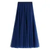 スカート美しい2つのレイヤー長いチュールスカートWF0043ブラックピンクブルー白いスカート