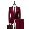 Herrenanzüge, 2-teiliges Set (Blazer und Hosen), klassischer Business-Gentleman, formeller Bräutigam, Hochzeit, Smoking, Übergröße, hochwertiger Anzug, 6XL