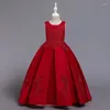 Girl Dresses Children Evening Party Dress Flower Girls Wedding Ball Gown Kids For Embroidered Bead Princess 10 12 14 Year