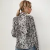 Gömlek Uzun Kollu Yılan Baskı Gömlek Kadın İlkbahar ve Sonbahar Vneck bluzları Vintage Casual Shrts Kadın Giyim Blusa Mujer 22096