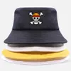 En bit hink hatt panama mössa pirat kung anime luffy harajuku kvinnor män bomull utomhus solskyddsmedel breda randen hattar kepsar q0805256l