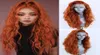 Oranje Hittebestendige Vezel Haar Synthetische Pruiken voor Vrouwen Lange Body Wave full lace Front pruik Cosplay Pruik met Zijdeel8357051