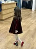 Dziewczyna sukienki dziewczyny wino czerwony aksamit jesień zima księżniczka na ciepłe ubrania z długim rękawem dziecięce sukienka dla dzieci