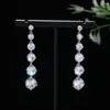 Kolczyki Dangle Luksusowe słodkie długie nieregularne frędzle okrągły kropla dla kobiet cyrkon CZ Crystal Earring Oświadczenie E1143