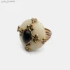 Band Rings JBJD White Vintage Agate Design Party Ring L240305