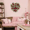 Couronne de fleurs décoratives en forme de cœur pour la saint-valentin, décoration florale réaliste pour fête de mariage, pour porte, arbre, mur, fenêtre
