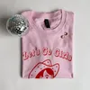 Koszule damskie Taj Let's Go Girls Retro Style Cowgirl Printing Różowy krótki rękaw luźne bawełniane letnie topy zachodnie feministka moda feministka
