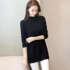 Pullovers Korean Pullover knit Sweater Women 2023 New Autumn winter Midlength Half high collar Loose Shirt Thick Solid Sweaters Female